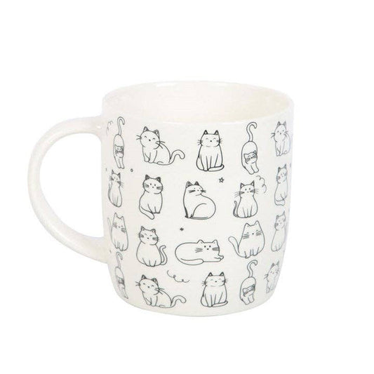 Witte mok met vrolijke kattenprint