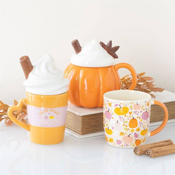 Herfstmok met roze en oranje pompoenprint