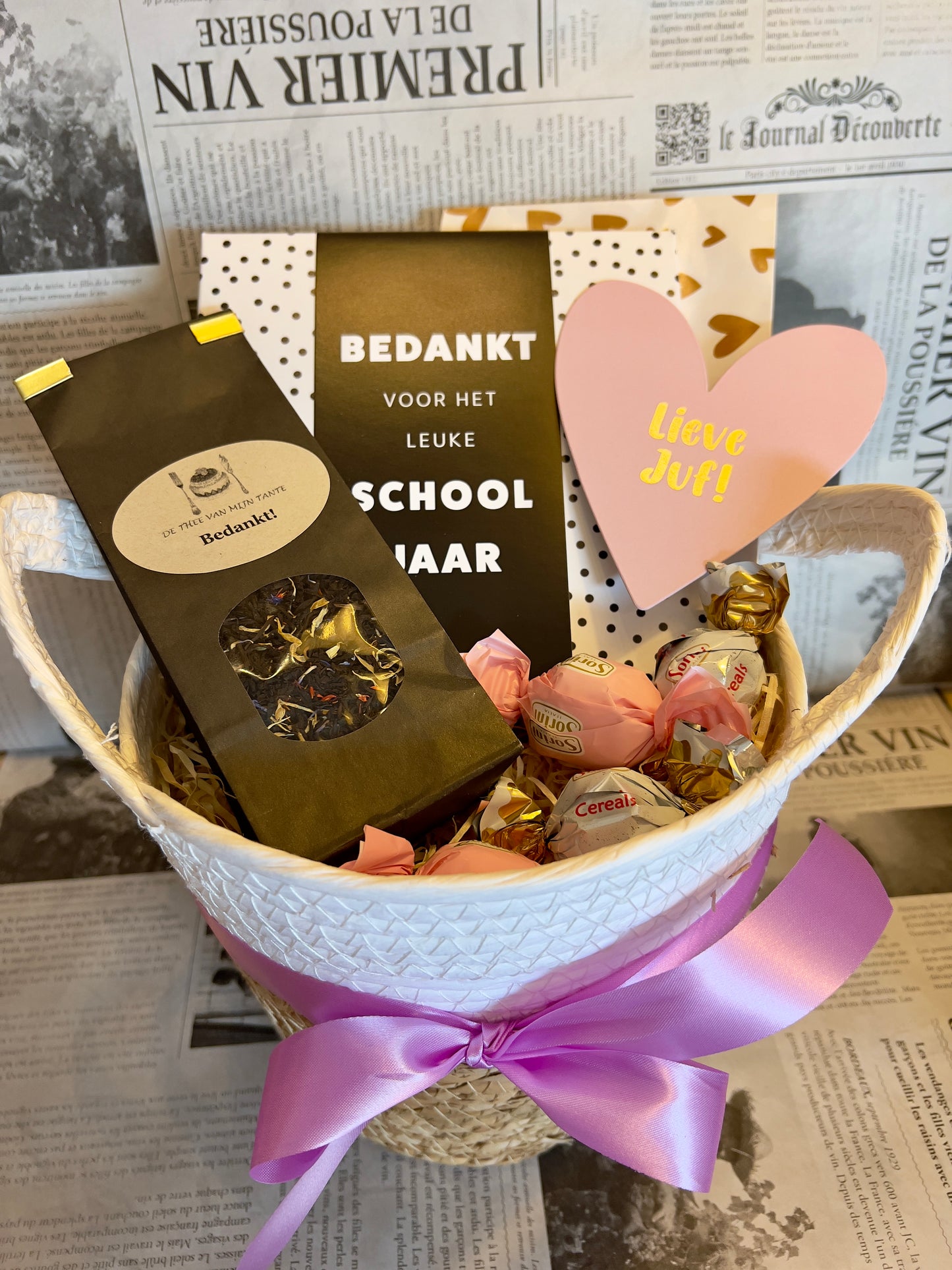 Cadeaupakket in mand - Bedankt Juf