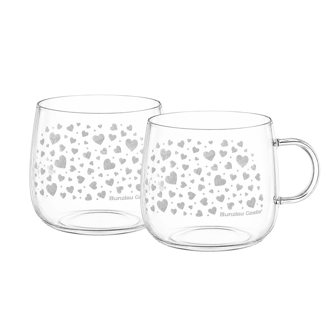 Theeglas Bunzlau Castle, Dancing Hearts, set van 2