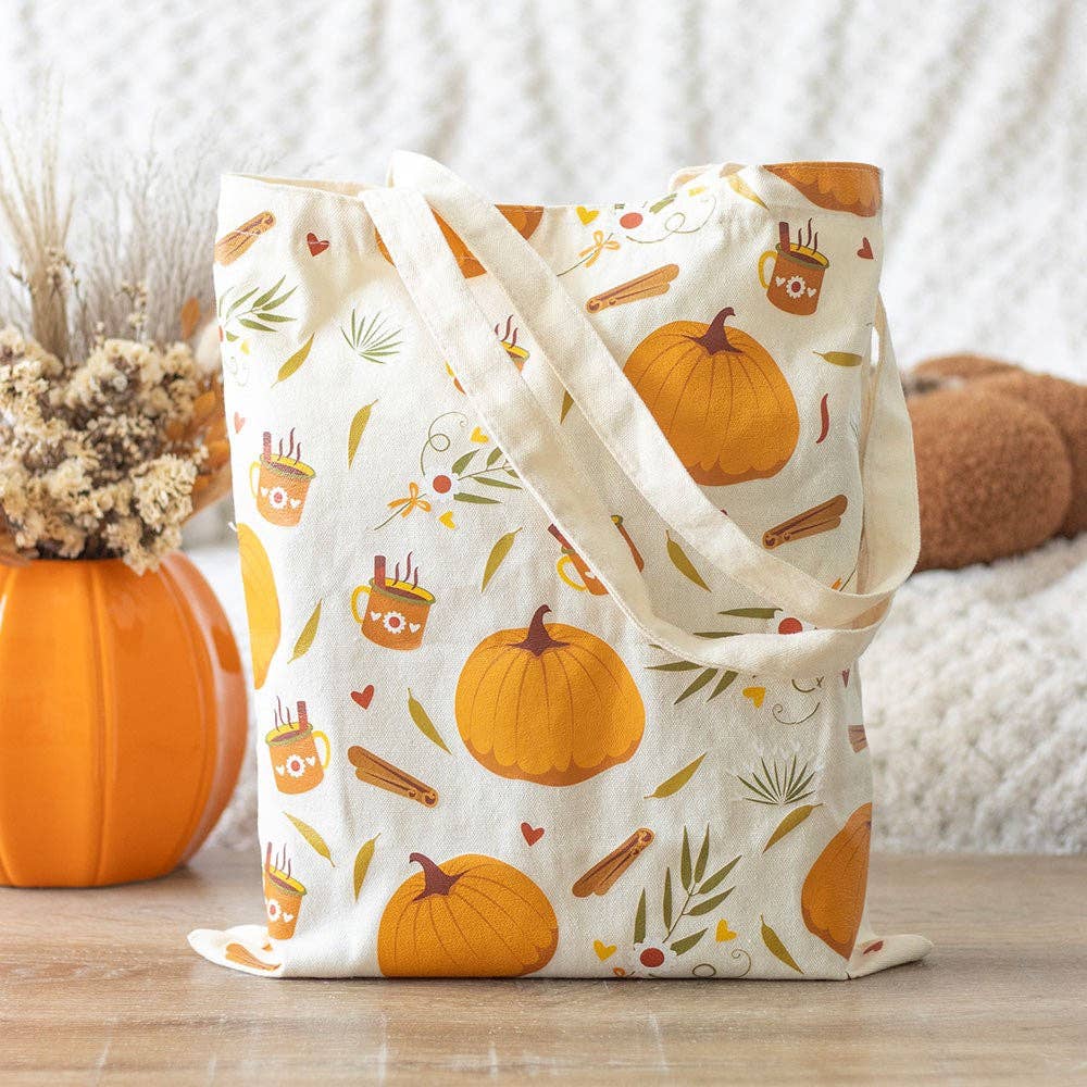 Katoenen draagtas met herfstpompoenprint
