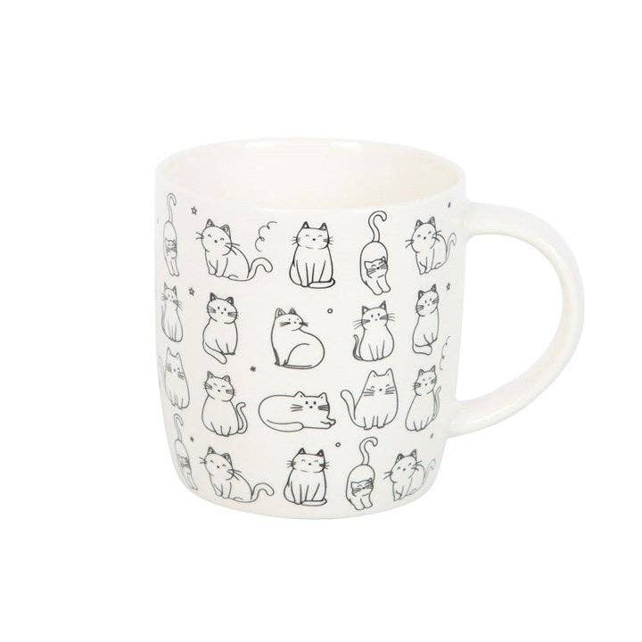 Witte mok met vrolijke kattenprint