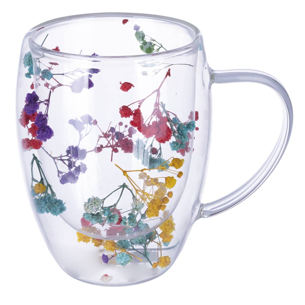 theeglas dubbelwandig met bloemetjes thee en cadeau