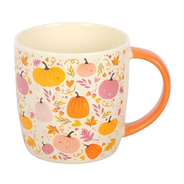 Herfstmok met roze en oranje pompoenprint