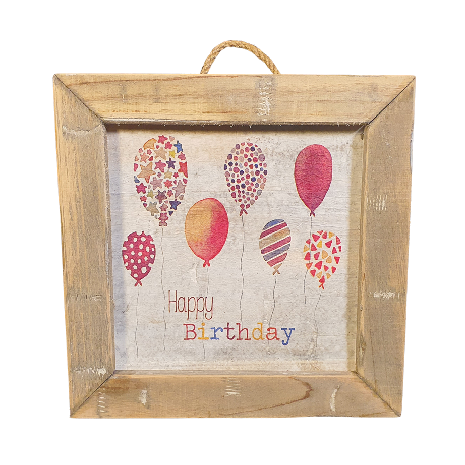 Houten tegel Happy Birthday