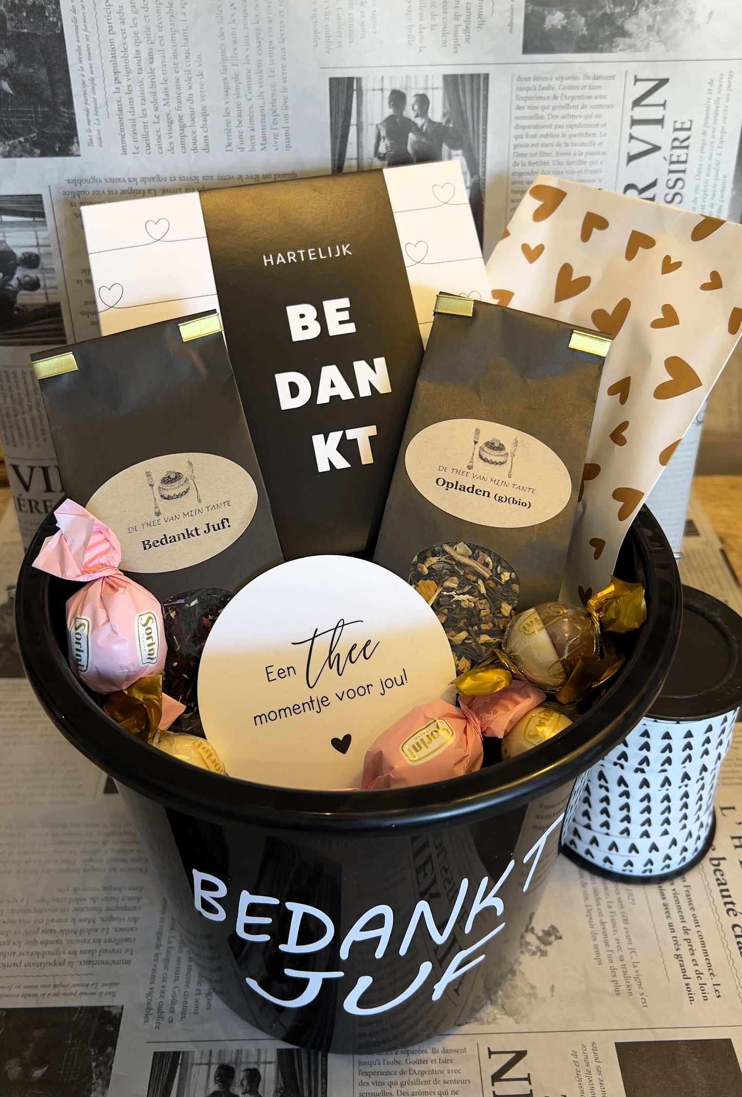 Bedankt Juf - Cadeaupakket in emmer