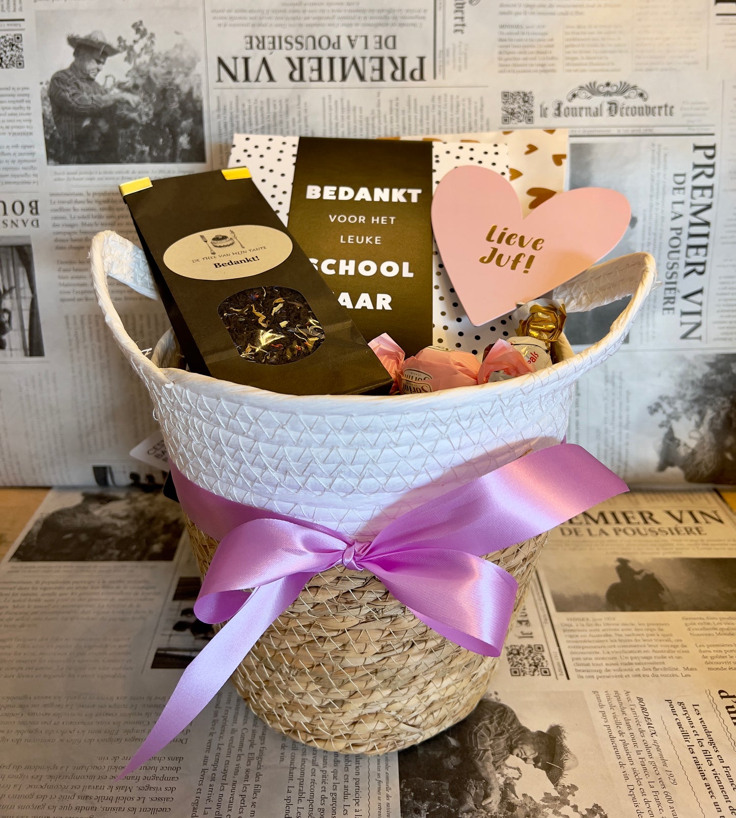 Cadeaupakket in mand - Bedankt Juf