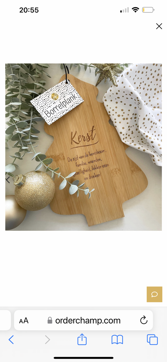 Serveerplank borrelplank kerstboom 'kerst
