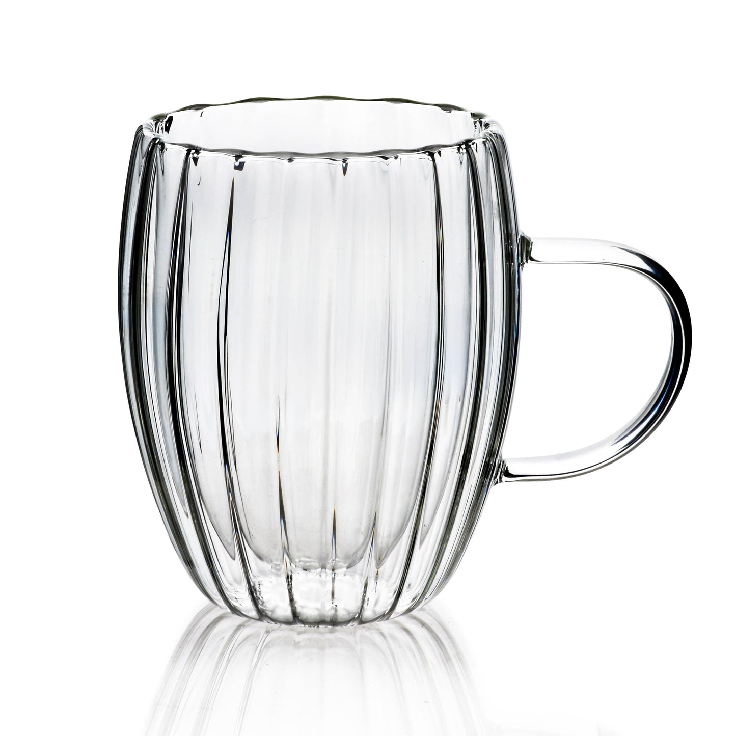 Theeglas 300 ml dubbelwandig ribbel
