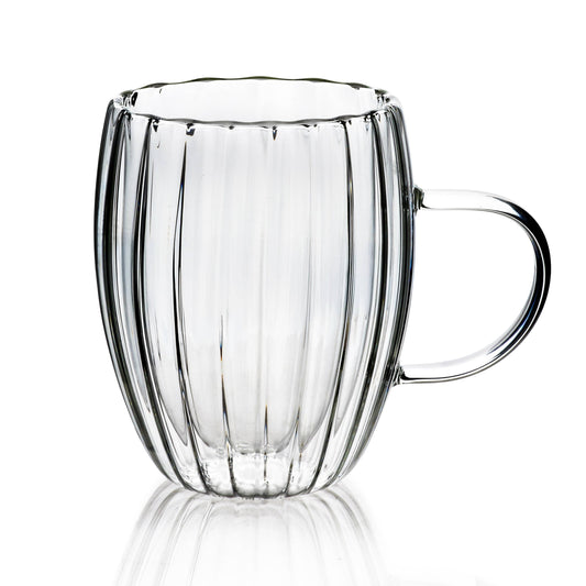 Theeglas 300 ml dubbelwandig ribbel