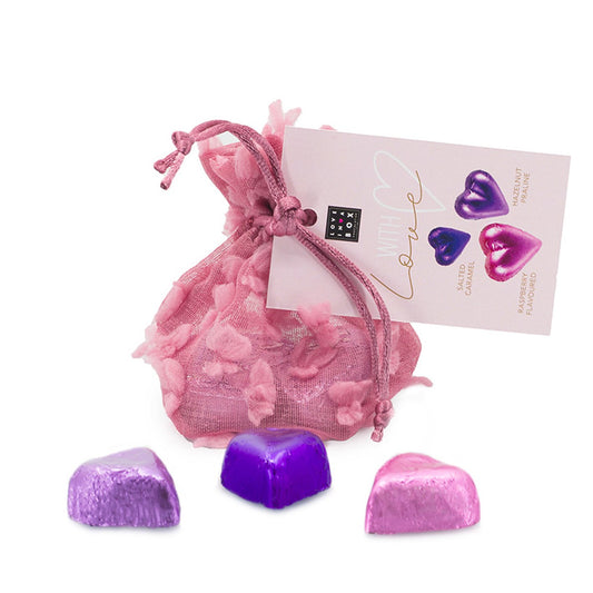 Chocoladehartjes Sweethearts in geschenkzakje
