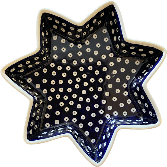 Bunzlau Ovenschaal Stervorm  - blauw oogje - groot