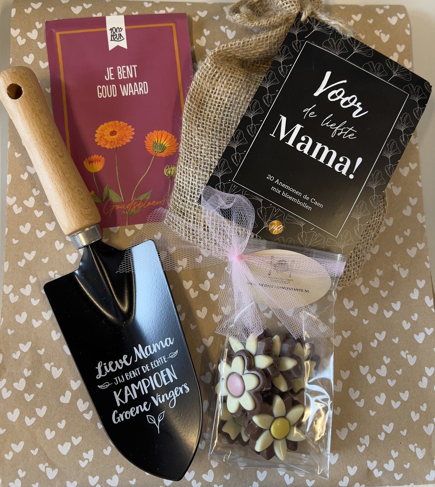 Moederdag Tuinpakket met chocoladebloemen